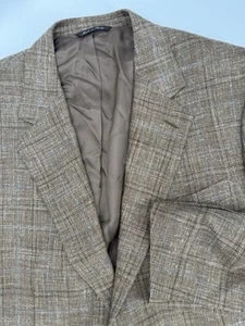 Canali Braun Blau Kariert Wolle Seide Leinen Blazer Sport Mantel Jacke 58 Italy - Bild 1 von 14