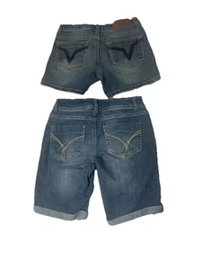 Mudd And Vigoss Jean Shorts Girls Sz 10 Lot Of 2 Embroidered Summer EUC - Picture 1 of 10