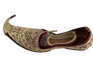 DE COLECCIÓN 1920-1940 INDIA PAKISTÁN PUNJAB ORO/ROJO BORDADO JUTTI RIZO DEDOS DE LOS PIES - Imagen 1 de 10