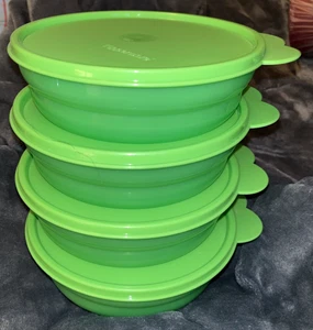 New Tupperware Stackable Green Cereal Bowls Set/4 - Picture 1 of 3