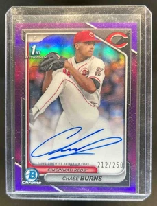 2024 Bowman Draft Chase Burns Chrome Auto Purple Refractor 1st Prospect #212/250 - Picture 1 of 2