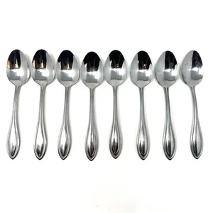 Pfaltzgraff American Bead Stainless Spoons Lot Set of 8 7 3/8 Place Tablespoons - Picture 1 of 2