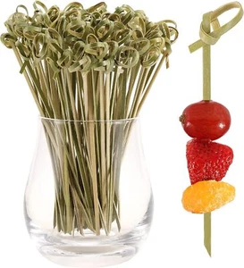 200 PCS Cocktail Picks, 4.7 Inch Toothpicks Natural Bamboo Knot Skewers - Picture 1 of 9