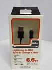Mobilcharge 6.6 FT Lightening To USB Cable For Apple Products - Black