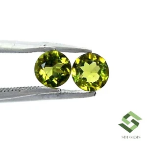 Natural Green Tourmaline Round Cut Pair 4 mm 0.51 Cts Faceted Loose Gemstone - Picture 1 of 8