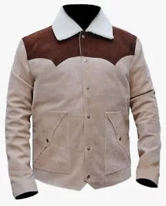 Mens Suede leather western cowboy fringe jacket blazer JOHN DUTTON kevin costner - Picture 1 of 4