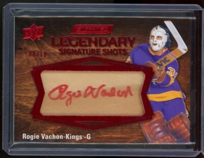 2023-24 Upper Deck Engrained Legendary Signature Shots Red Ink Rogie Vachon 8/10 - Image 1 of 2