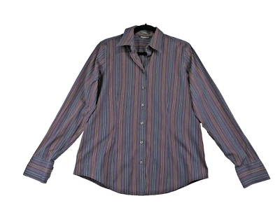 Camisa Eddie Bauer Mujer Blusa Botón Frontal Resistente a Arrugas Rayas Grande Alta Foto 1 de 4