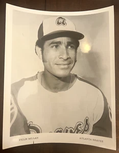 ATLANTA BRAVES TEAM ISSUED FELIX MILLAN B & W 8 X 10 PHOTO - Picture 1 of 1