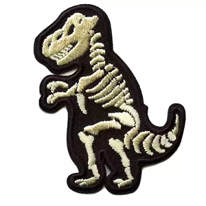 T-Rex Bones Dinosaur Fossil Embroidered Iron on Patch - Picture 1 of 2
