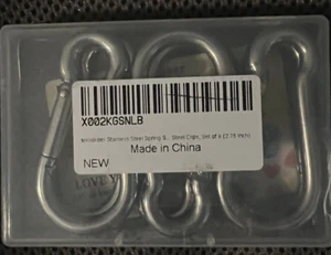 sprookber Stainless Steel Spring Snap Hook Carabiner~Pack of 6 NEW - Picture 1 of 3
