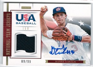 2012 Panini USA Baseball 15U National Team Jersey Signatures Danny Casals Auto