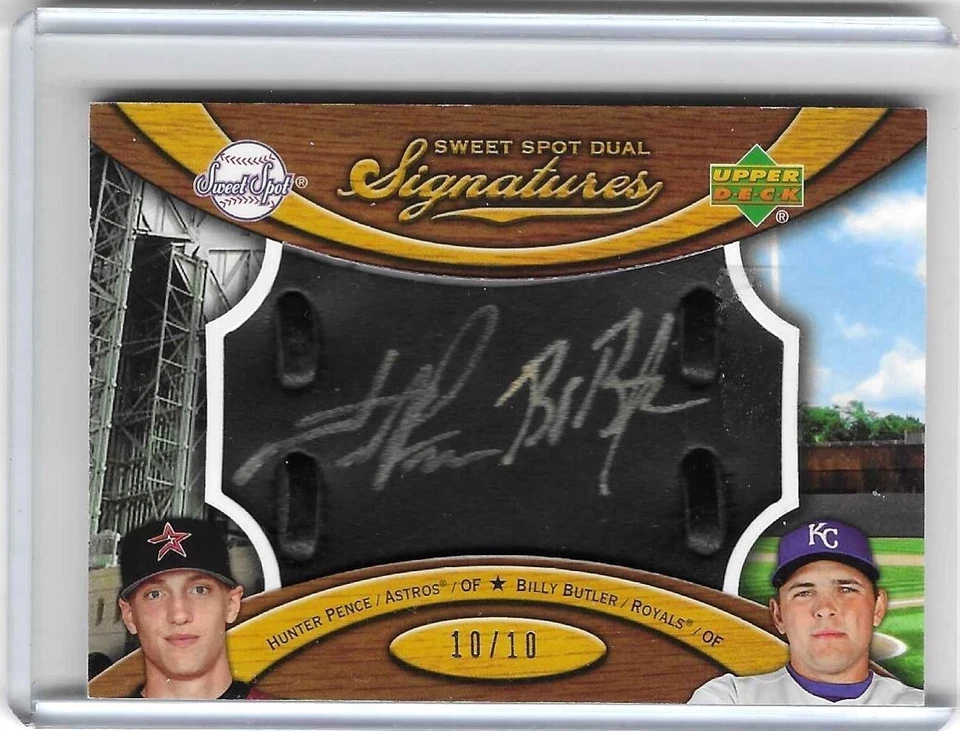 Hunter Pence Billy Butler 2007 cubierta superior punto dulce firmas dobles RC #10/10 Foto 1 de 2