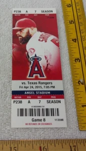 Anaheim Angels vs Texas Rangers Full Game Ticket 24. April 2015 Mike Trout 3-4 - Bild 1 von 2