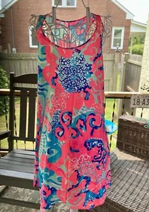 Nuevo Vestido sin mangas Lilly Pulitzer Melle Trapecio, Coral Reef I'm So Jelly, M - Imagen 1 de 7