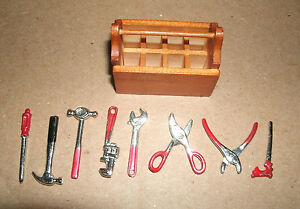 1/16 Scale Diecast Metal Tools with Wood Toolbox - Garage Workshop Diorama Kit 