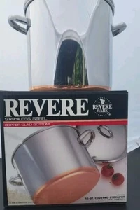 1992 REVERE Ware CORNING 12Qt COPPER CLAD Bottom STAINLESS STEEL Stock POT & LID - Picture 1 of 11