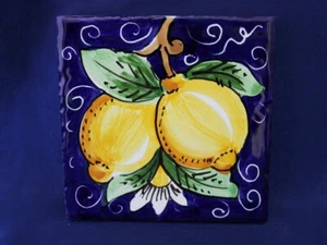 Italienische Wandfliese Toskanische Zitronenblüte von Hand bemalt in Italien - Bild 1 von 4