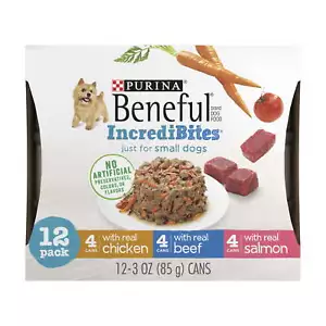Small Wet Dog Food Soft Chicken, Beef & Salmon, 3 oz Cans (12 Pack) - Picture 1 of 12