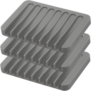 3Pcs Self Draining Soap Holder Premium Silicone Soap Dish Soap Saver For Shower - Picture 1 of 11