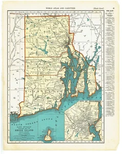 1939 State Map of Rhode Island and South Carolina Bright Colors Highly Detailed - Picture 1 of 2