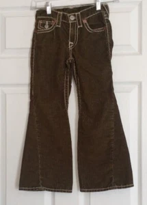 True Religion Girl's Green Corduroy Flare Leg Pants Size 6 Inseam 19" - Picture 1 of 7