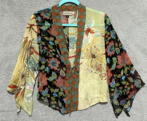 Canvasbacks Womens S Sheer Floral Blouse Bell Sleeves Boho Fairycore Balletcore - Picture 1 of 7
