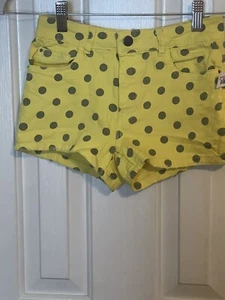 Girls Shorts Yellow Gray Polka Dots Size 8 - Picture 1 of 2