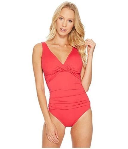 Lauren Ralph Lauren Raspberry Beach Twist Over Underwire Swimsuit 9105 Size 8