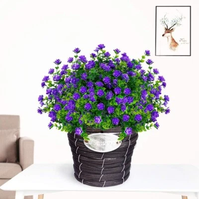 Flores artificiales falsas exteriores resistentes a los rayos UV plantas de boj arbustos decoración paquete de 4 Foto 1 de 4