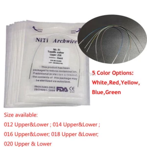 5 Color Coated 10Pks Dental Niti Super Elastic Orthodontics Arch Wire Round Oval - Picture 1 of 21