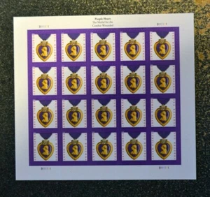 2019USA #5419 Forever Purple Heart Sheet of 20 (2019 date) #B111111 - Picture 1 of 1