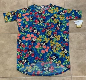 Disney Lularoe Mickey Mouse Blue w/ Flowers Roses Womens NEW w/ Tag S Small - Picture 1 of 5