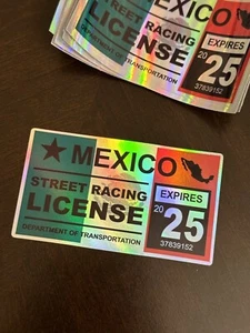 BOGO SALE! Mexico Street Racing Permit Car Truck Window Sticker Stickers Decals - Picture 1 of 2