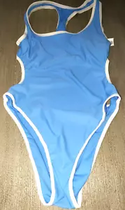 womens BLUE WHITE 1 PC SWIM SWIMMING SUIT SIZE SMALL 4/6 WILD FABLE clean! - Picture 1 of 2