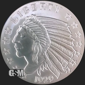 2 oz .999 Fine Silver Round - Incuse Indian - BU IN CAPSULE New - Picture 1 of 3
