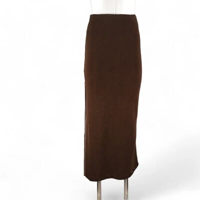 Vivienne Tam Skirt Long  Vtg Side Slit Fleur De Lis Lace Brown Side Zip Size 0 - Image 1 of 4