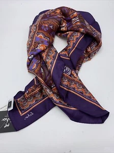 $49 Echo Wine square 100% silk scarf square 26” #826 - Picture 1 of 9