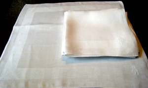 Antique Napkins 12 Irish linen damask white "CC " Mono  large borders. - Picture 1 of 8