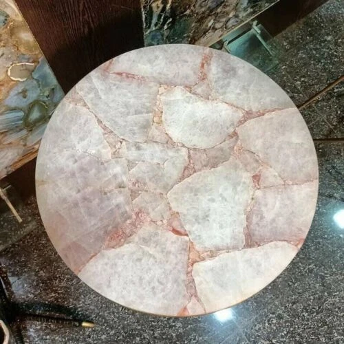 Rose Quartz Agate Stone Coffee Table Top Agate Center Table Agate Home Decor Top - Image 1 of 2