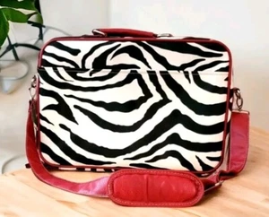 Zebra Pattern Travel Carry on Bag Laptop Computer Multiple Pockets Zip Rare Vtg - Picture 1 of 12