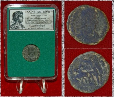 Ancient Roman Empire Coin CONSTANTIUS II Roman Soldier Spearing Fallen Horseman - Image 1 of 4