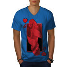 Wellcoda Queen of Heart T-Shirt rot Herren V-Ausschnitt, grafisches Design T-Shirt