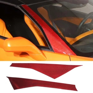 Red Carbon Fiber Window A-pillar Decor Cover For Chevrolet Corvette C7 2014-2019 - Foto 1 di 10
