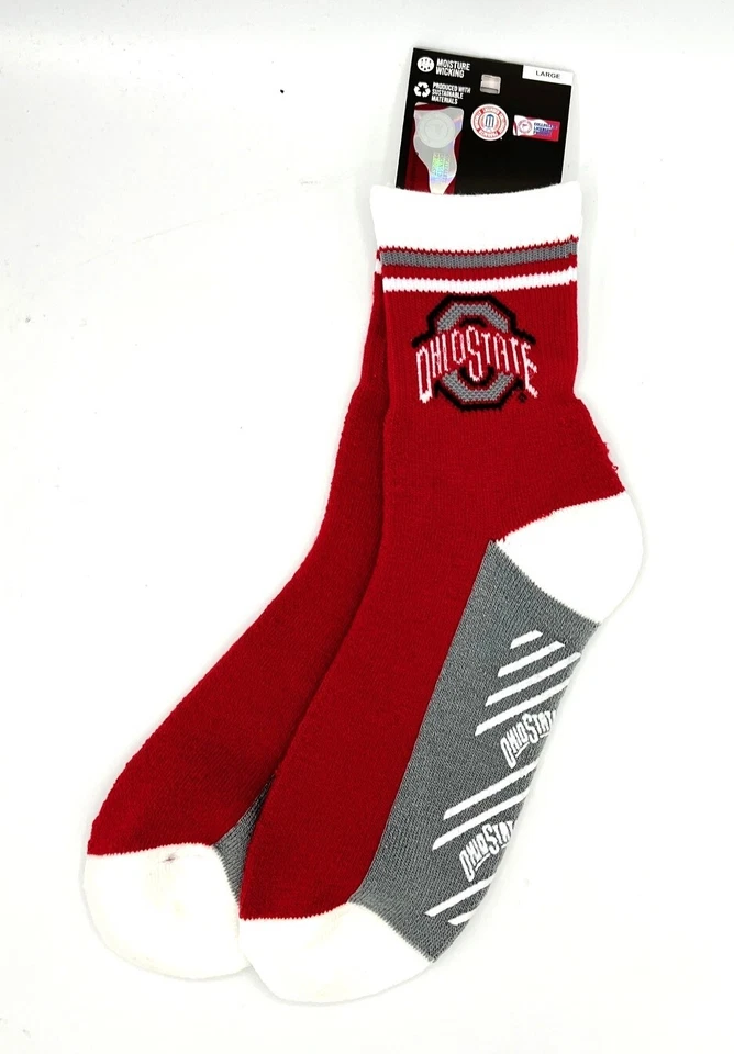 OHIO STATE BUCKEYES MEN'S TEAM COLOR SLIPPER SOCKS LARGE (10-13) FREE SHIPPING - Image 1 of 1