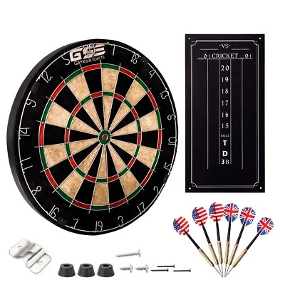 GSE GAMES & SPORTS EXPERT Professional Bristle Dartboards Games Set with Six 17 Grams Steel Tip Darts