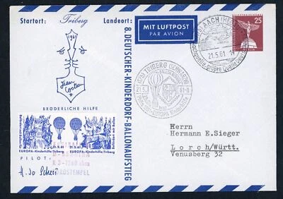 Berlin Ganzsache / Luftpost Kinderdorf Ballonpost Triberg 1961 - Bild 1 von 2