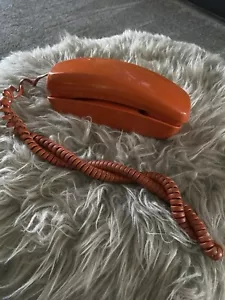 Vtg NW BELL Bright Orange Trimline Telephone Push Button Desk Wall Phone 1984 - Picture 1 of 6