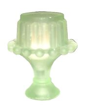 VINTAGE GREEN FROSTED GLASS Candle Holder, Ball Bead Rim, Footed, Votive