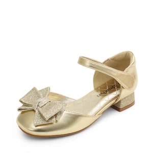 Girls Low Heel Bow Ballet Flats Wedding Party Dress Princess Dance Shoes US - Picture 1 of 32